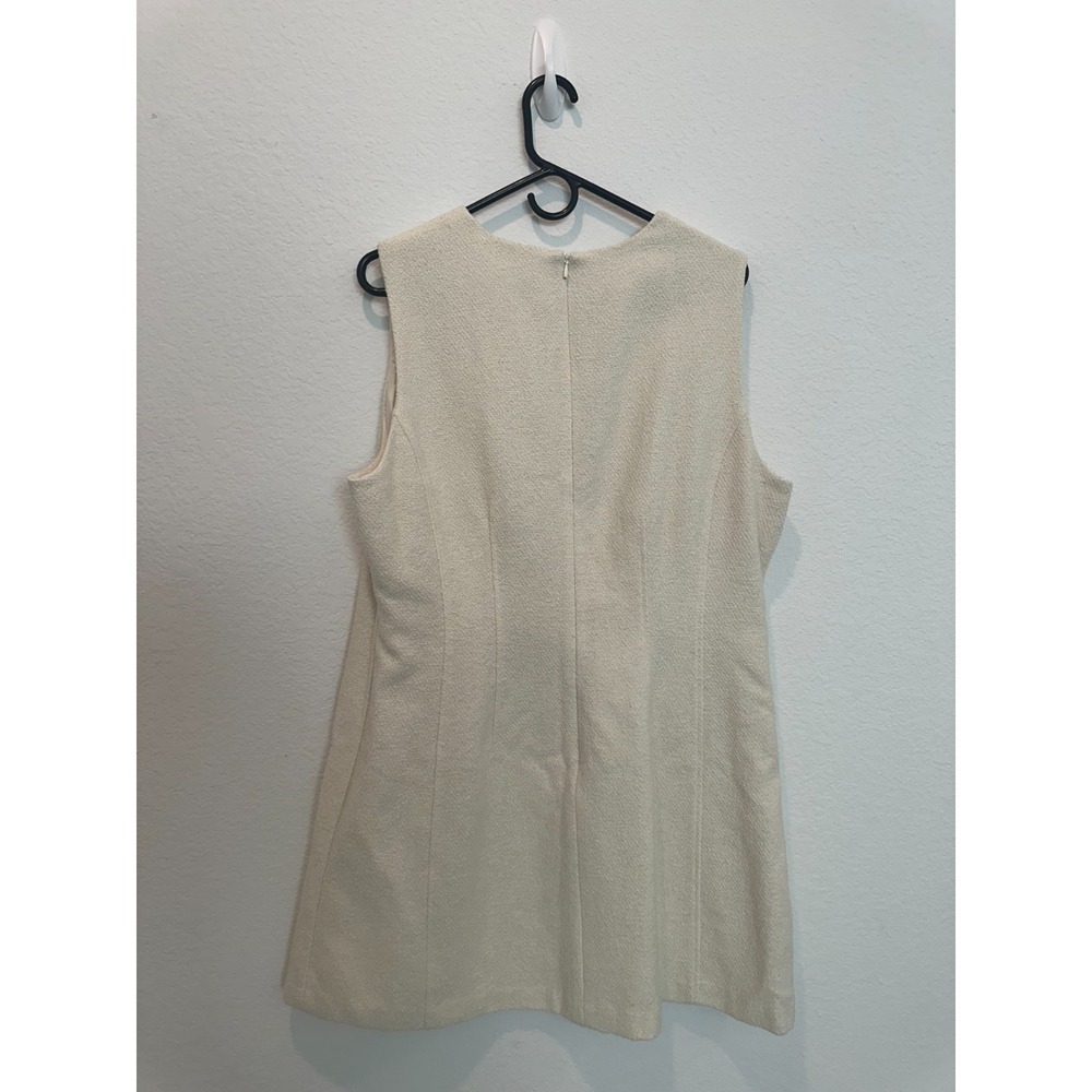 H&M Womens Sleeveless Tweed Shift Dress Size Medium Cream Sleeveless Classic